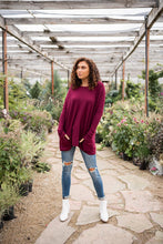 Load image into Gallery viewer, Get Comfortable Double Pocket Sweater- Wine