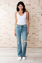 Load image into Gallery viewer, Isla Mid Rise Distressed Released Hem Bootcut Jeans
