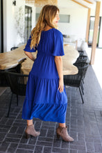 Load image into Gallery viewer, Live For Today Royal Blue Elastic V Neck Tiered Maxi Dress
