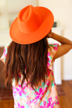 Load image into Gallery viewer, Orange Felt Hard Rim Fedora Hat
