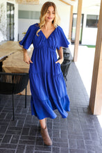 Load image into Gallery viewer, Live For Today Royal Blue Elastic V Neck Tiered Maxi Dress
