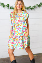 Load image into Gallery viewer, Seafoam Flat Floral Woven Poplin Ruffle Frill Sleeve Dress
