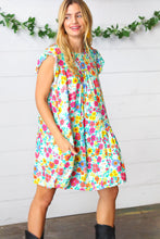 Load image into Gallery viewer, Seafoam Flat Floral Woven Poplin Ruffle Frill Sleeve Dress
