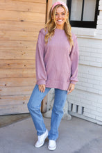 Load image into Gallery viewer, Back To Basics Mauve Jacquard Cable Pullover Top
