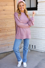 Load image into Gallery viewer, Back To Basics Mauve Jacquard Cable Pullover Top
