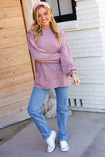 Load image into Gallery viewer, Back To Basics Mauve Jacquard Cable Pullover Top
