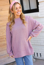 Load image into Gallery viewer, Back To Basics Mauve Jacquard Cable Pullover Top
