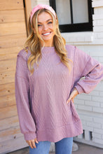 Load image into Gallery viewer, Back To Basics Mauve Jacquard Cable Pullover Top
