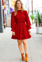 Load image into Gallery viewer, Simply Merry Burnt Red Animal Print Mock Neck Tiered Dress
