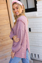 Load image into Gallery viewer, Back To Basics Mauve Jacquard Cable Pullover Top
