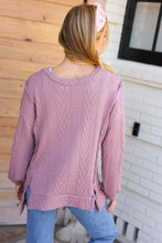 Load image into Gallery viewer, Back To Basics Mauve Jacquard Cable Pullover Top
