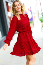 Load image into Gallery viewer, Simply Merry Burnt Red Animal Print Mock Neck Tiered Dress
