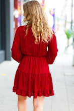 Load image into Gallery viewer, Simply Merry Burnt Red Animal Print Mock Neck Tiered Dress
