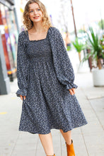 Load image into Gallery viewer, Keep You Close Black Smocking Ditsy Floral Woven Dress
