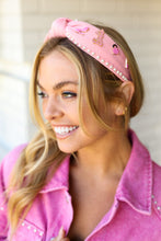 Load image into Gallery viewer, Barbie Pink Pearl Embellished Top Knot Headband
