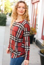 Load image into Gallery viewer, Perfectly You Red Plaid Boat Neck Long Sleeve Top
