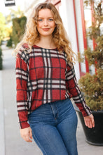 Load image into Gallery viewer, Perfectly You Red Plaid Boat Neck Long Sleeve Top
