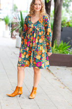 Load image into Gallery viewer, All About It Teal Vibrant Floral Pocketed Dress
