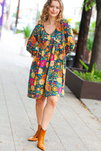 Load image into Gallery viewer, All About It Teal Vibrant Floral Pocketed Dress
