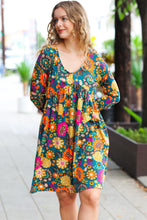 Load image into Gallery viewer, All About It Teal Vibrant Floral Pocketed Dress
