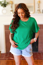 Load image into Gallery viewer, Be Your Best Green Cable Knit Dolman Short Sleeve Sweater Top
