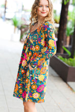 Load image into Gallery viewer, All About It Teal Vibrant Floral Pocketed Dress
