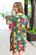 Load image into Gallery viewer, All About It Teal Vibrant Floral Pocketed Dress
