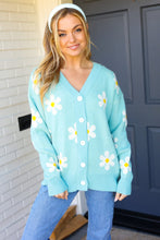 Load image into Gallery viewer, All For Love Mint Daisy Print Button Down Knit Cardigan
