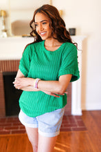 Load image into Gallery viewer, Be Your Best Green Cable Knit Dolman Short Sleeve Sweater Top
