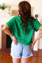 Load image into Gallery viewer, Be Your Best Green Cable Knit Dolman Short Sleeve Sweater Top
