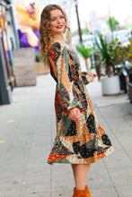 Load image into Gallery viewer, Feeling Bold Taupe &amp; Chocolate Boho Patchwork Midi Dress
