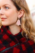 Load image into Gallery viewer, Blush Christmas Tree Rhinestone Metal Dangle Earring
