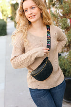 Load image into Gallery viewer, Black Quilted "LOVE" Strap Crossbody Sling Bag
