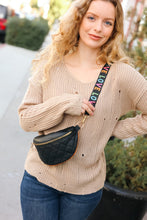 Load image into Gallery viewer, Black Quilted "LOVE" Strap Crossbody Sling Bag
