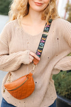 Load image into Gallery viewer, Camel Quilted "LOVE" Strap Crossbody Sling Bag
