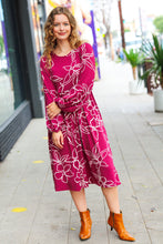 Load image into Gallery viewer, Sangria Fit &amp; Flare Floral Print Midi Dress
