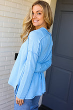 Load image into Gallery viewer, Baby Blue Mineral Wash Rib Knit Pullover Top
