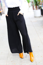 Load image into Gallery viewer, Relaxed Fun Black Smocked Waist Palazzo Pants
