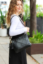 Load image into Gallery viewer, Black Designer Strap Quilted Crossbody Faux Leather Bag
