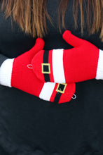 Load image into Gallery viewer, Santa Suit Fingerless Gloves with Convertible Mittens
