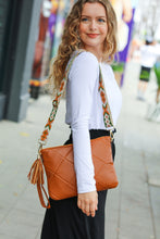 Load image into Gallery viewer, Camel Designer Strap Quilted Crossbody Faux Leather Bag

