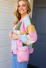 Load image into Gallery viewer, Pink Vegan Leather Two Pocket Mini Cross Body
