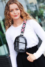 Load image into Gallery viewer, Black &amp; Clear Cross Body Bag with Embroidered Strap
