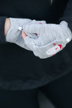 Load image into Gallery viewer, Grey Santa Claus Fingerless Gloves with Convertible Mittens
