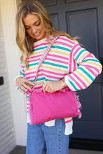 Load image into Gallery viewer, Magenta Canvas Designer Strap Frayed Edge Crossbody
