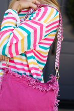 Load image into Gallery viewer, Magenta Canvas Designer Strap Frayed Edge Crossbody

