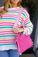 Load image into Gallery viewer, Magenta Canvas Designer Strap Frayed Edge Crossbody
