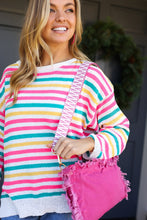 Load image into Gallery viewer, Magenta Canvas Designer Strap Frayed Edge Crossbody
