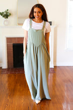 Load image into Gallery viewer, Move On Over Sage Wide Leg Suspender Overall Jumpsuit
