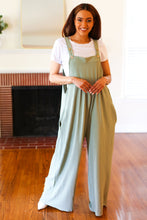 Load image into Gallery viewer, Move On Over Sage Wide Leg Suspender Overall Jumpsuit
